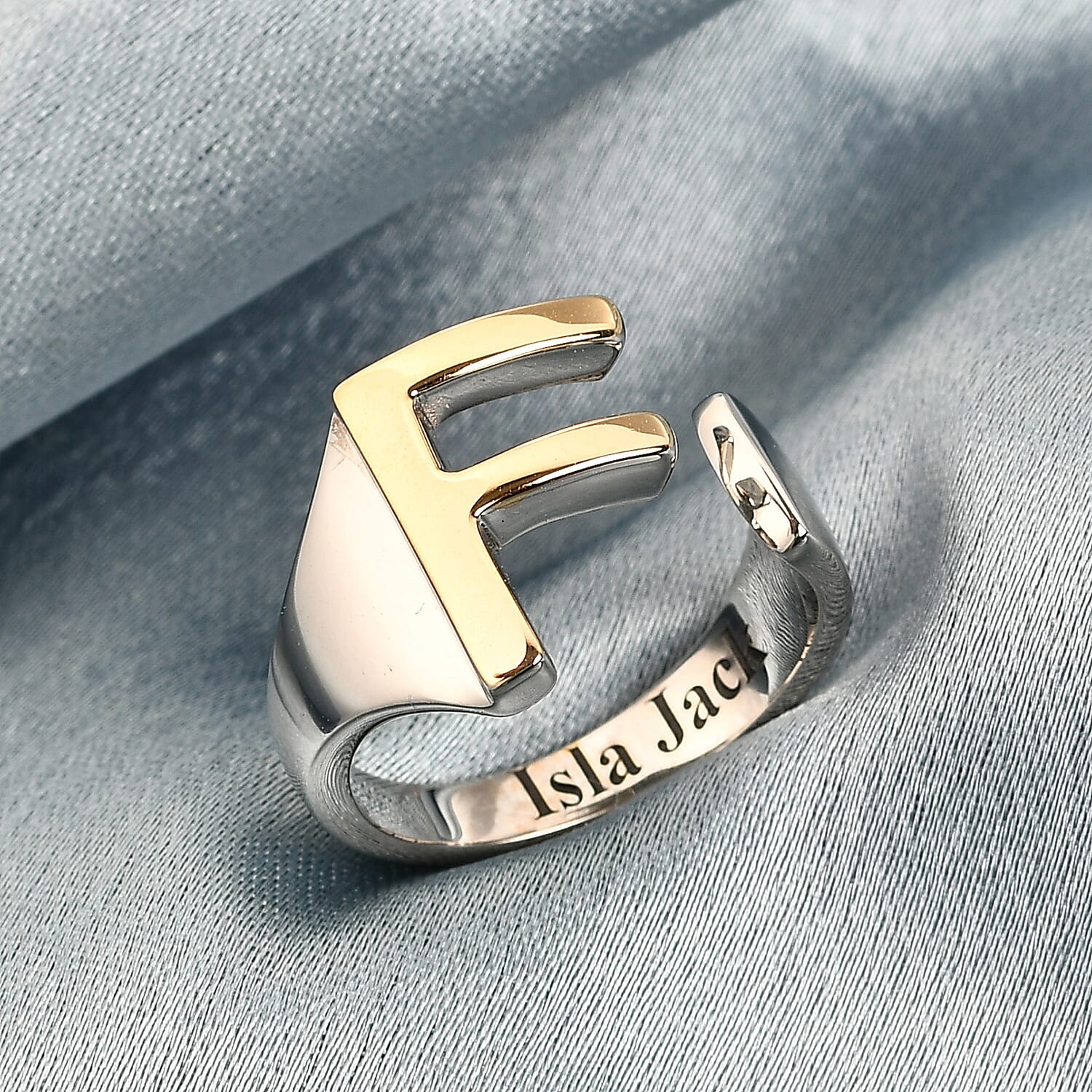 Personalised Engravable Initial F Ring