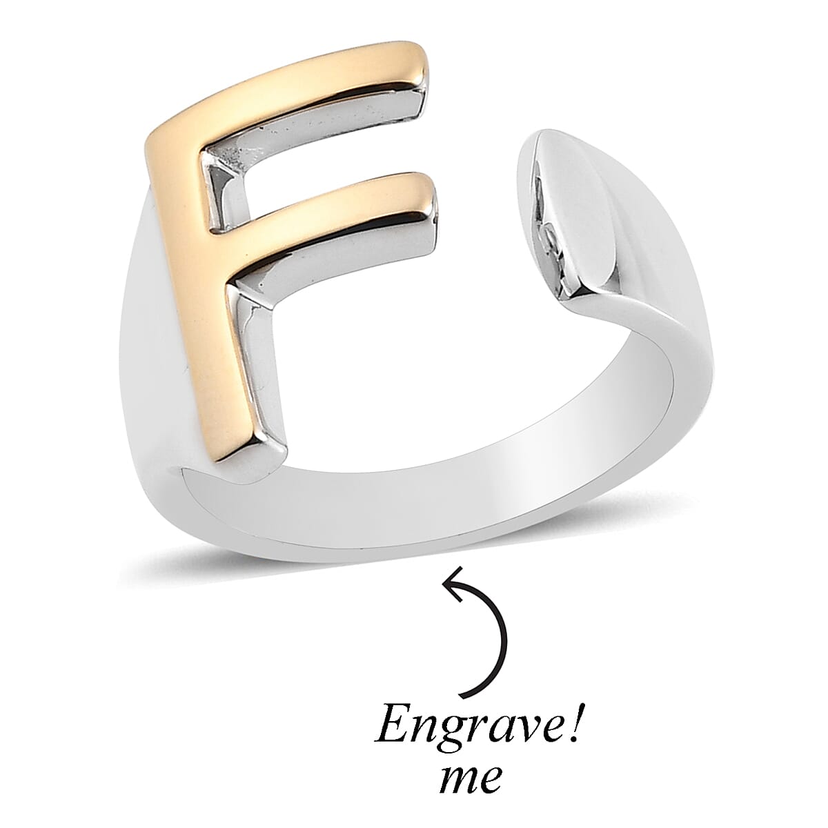 Personalised Engravable Initial F Ring