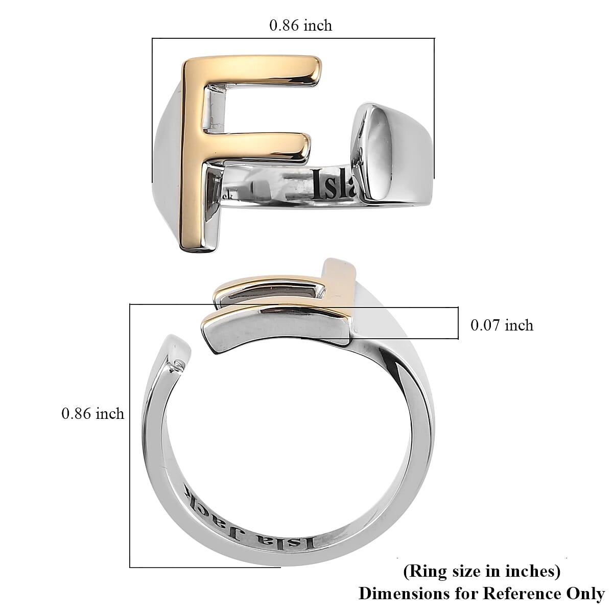 Personalised Engravable Initial F Ring