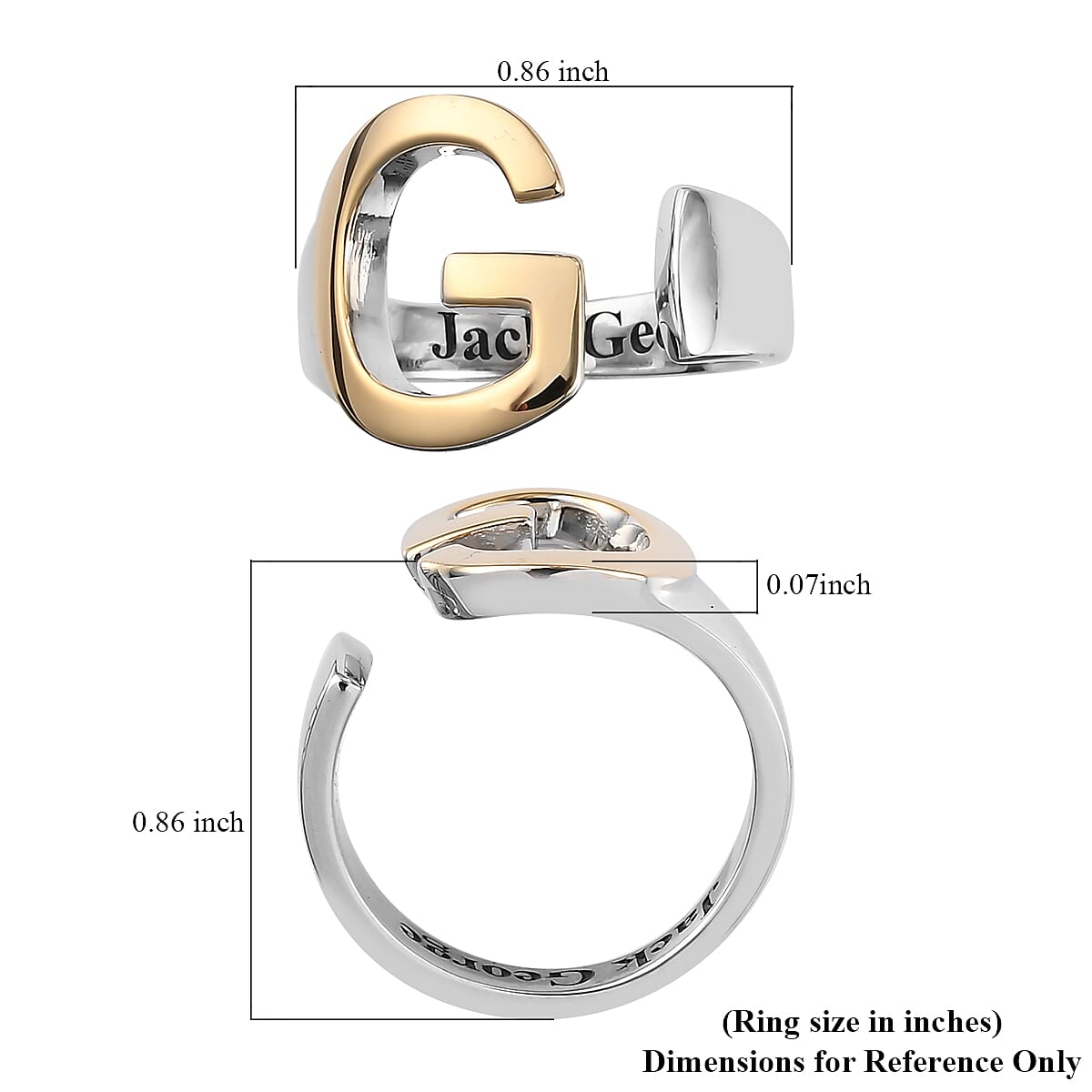 Personalised Engravable Initial G Ring
