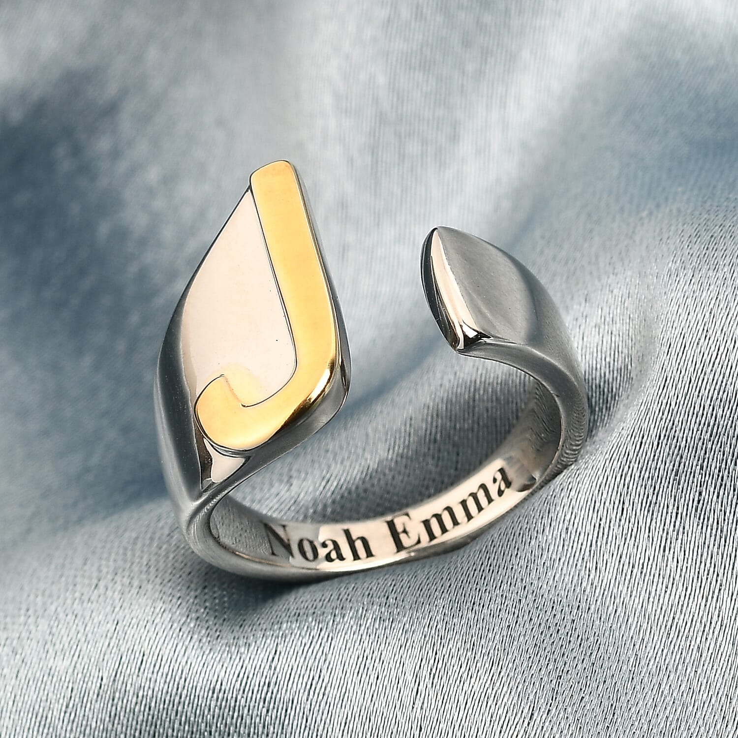 Personalised Engravable Initial J Ring