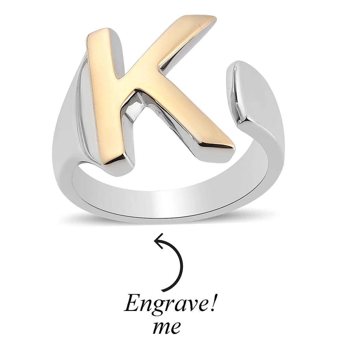 Personalised Engravable Initial K Ring