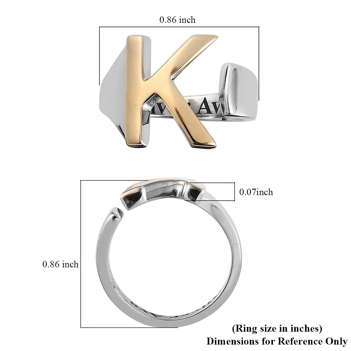 Personalised Engravable Initial K Ring