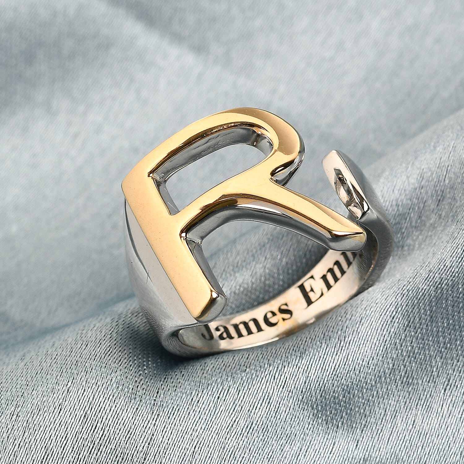 Personalised Engravable Initial R Ring