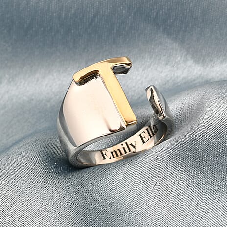 Personalised Engravable initial T Ring