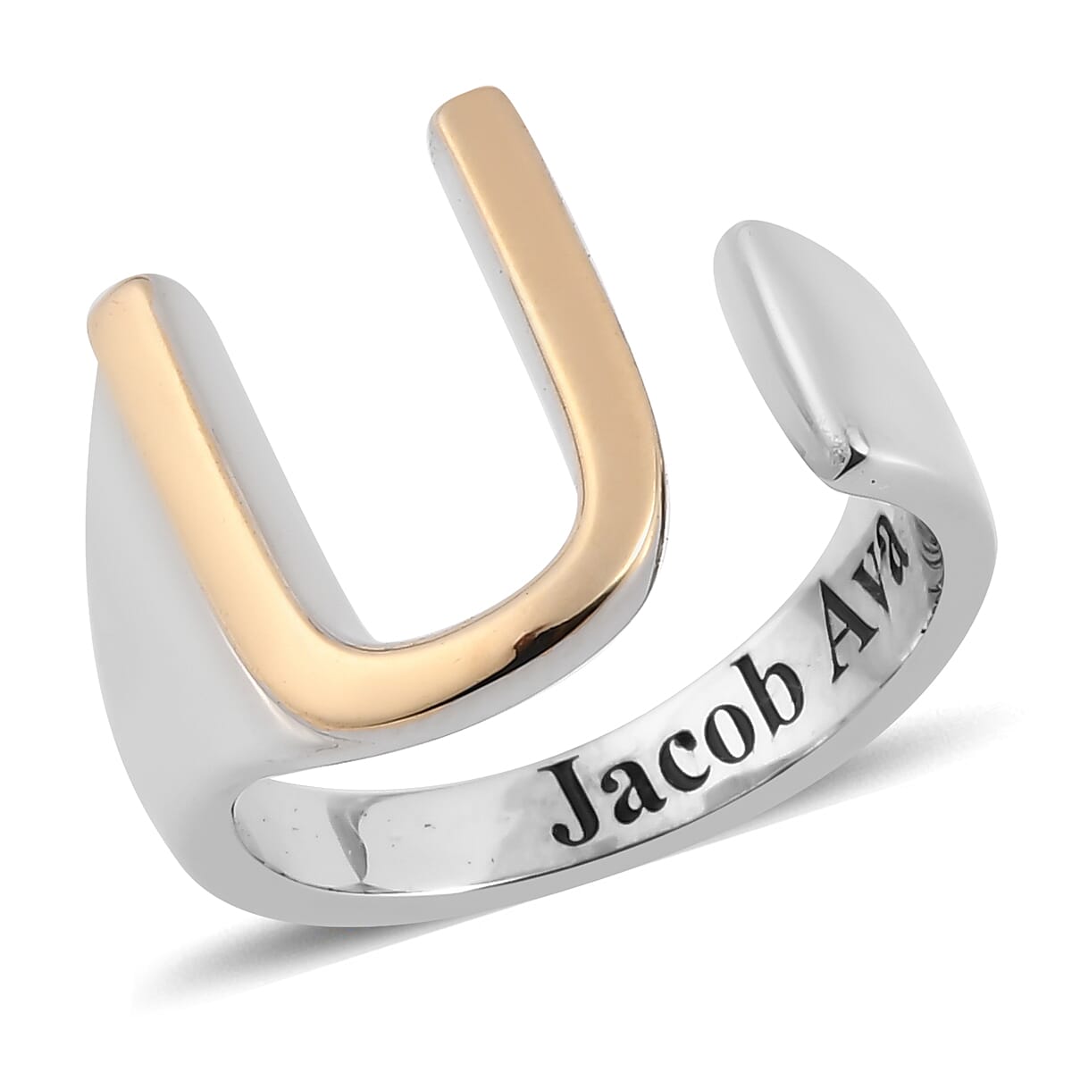 Personalised Engravable initial U Ring