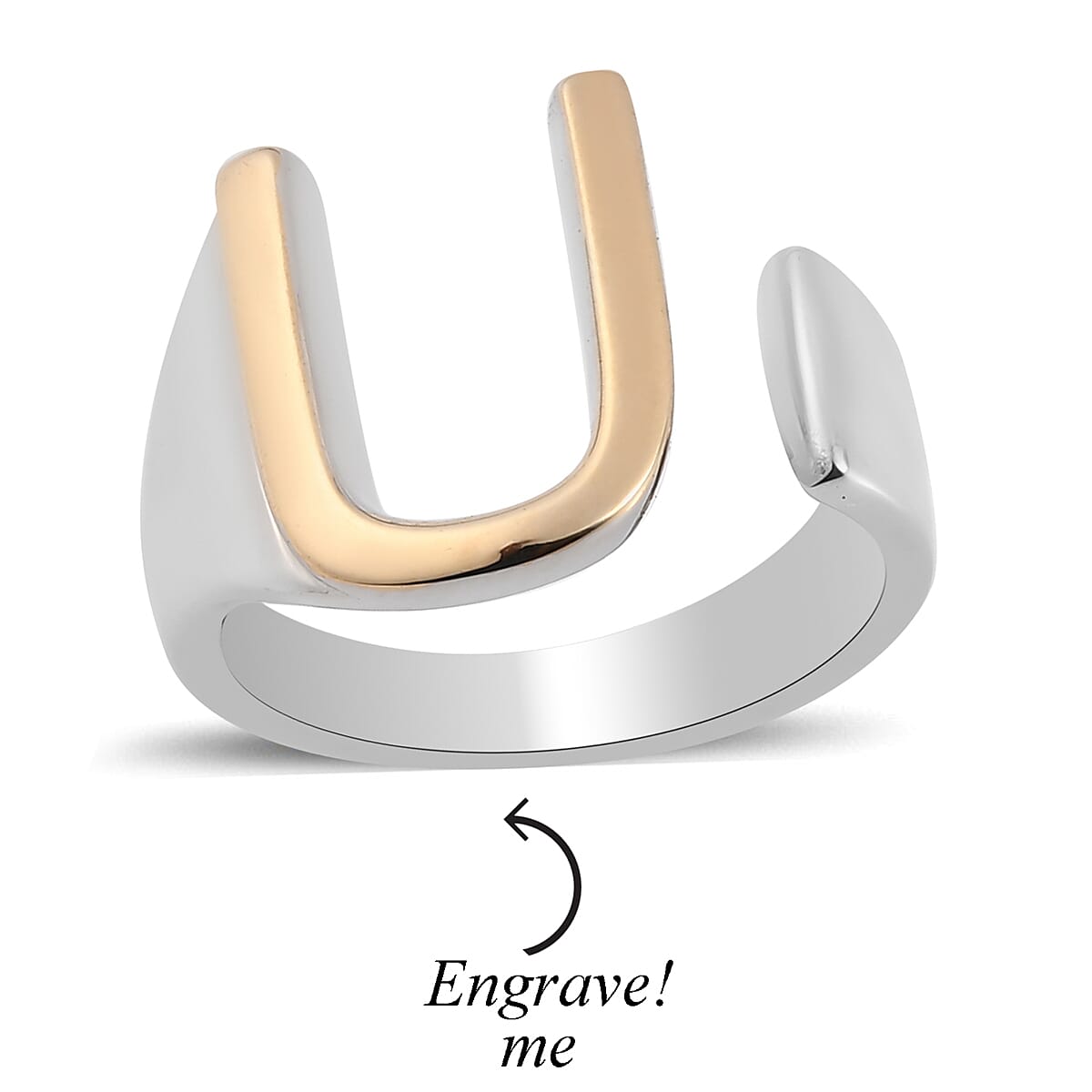 Personalised Engravable initial U Ring