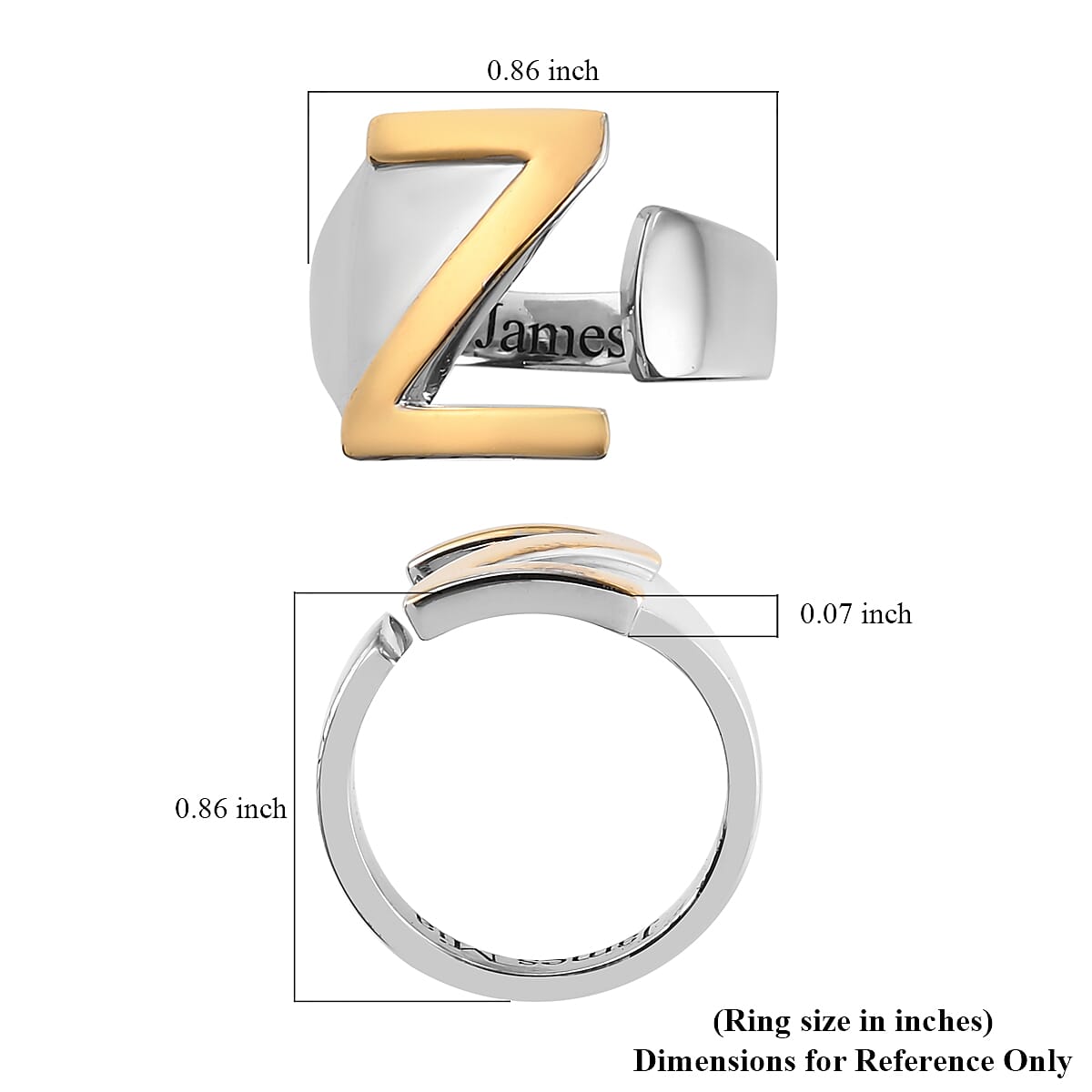 Personalised Engravable Initial Z Ring