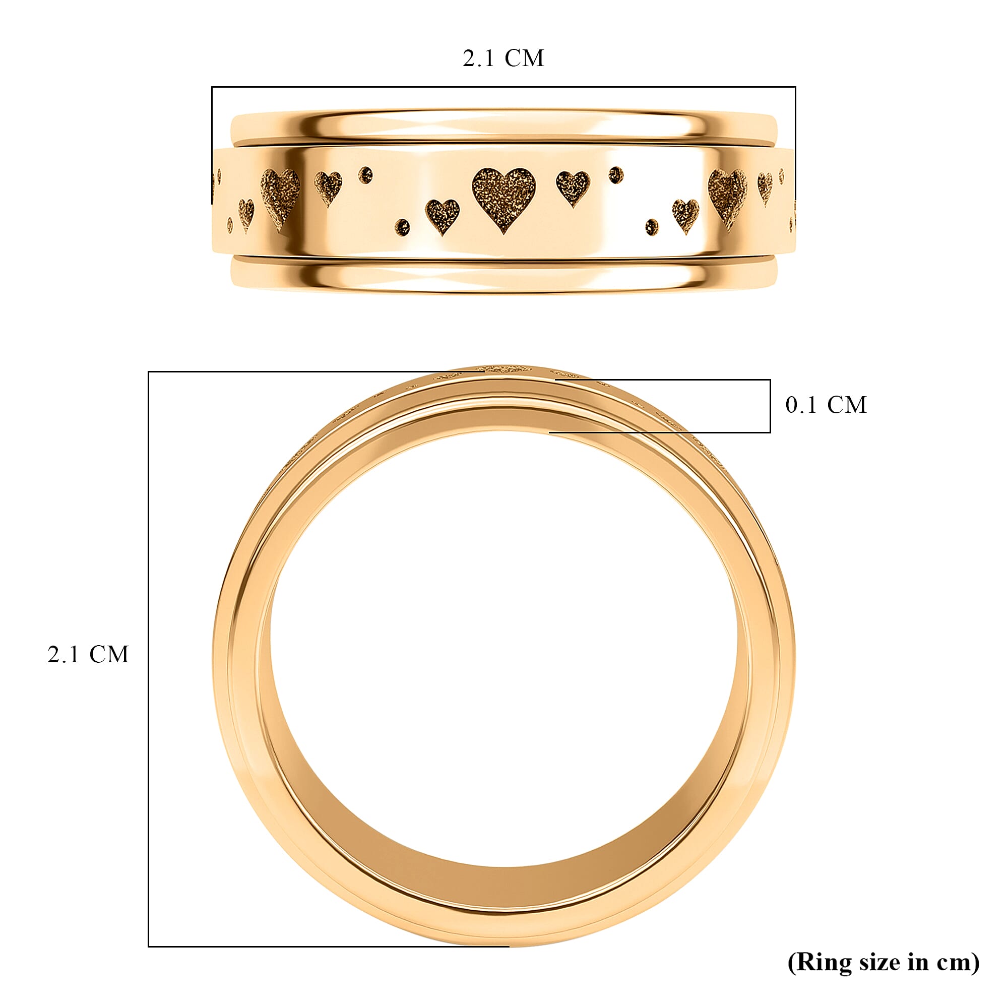 Personalised Engravable Rose Gold Overlay Heart Spinner Ring in Silver