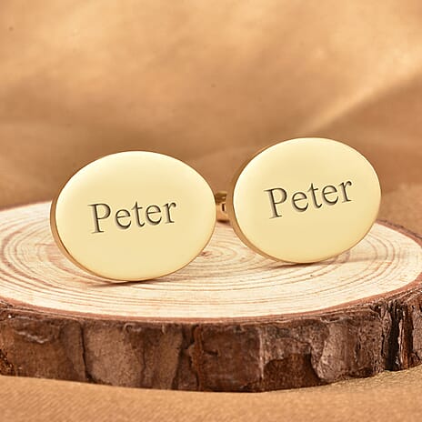 Personalised Engravable Oval Cufflinks in Stainless Steel