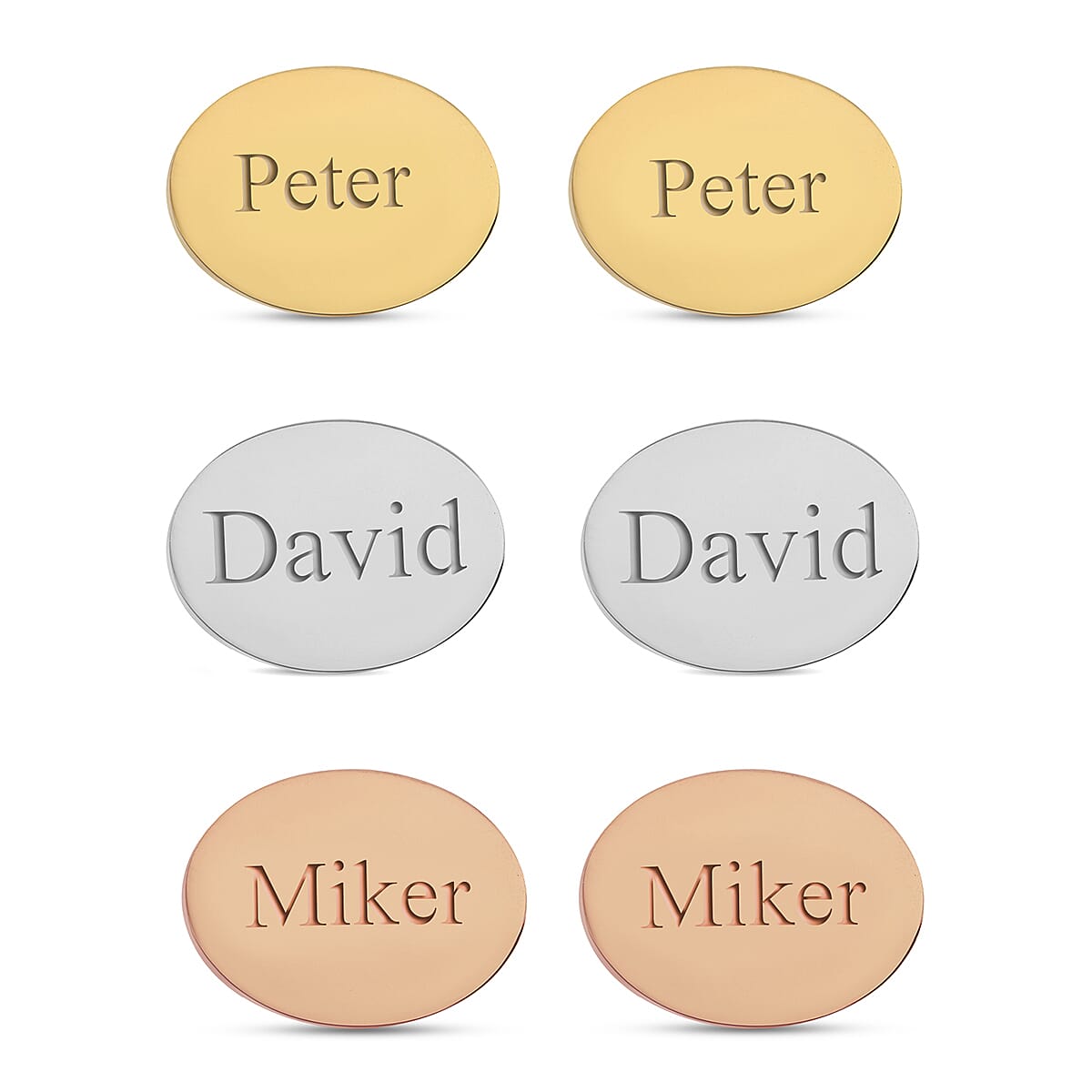 Personalised Engravable Oval Cufflinks in Stainless Steel