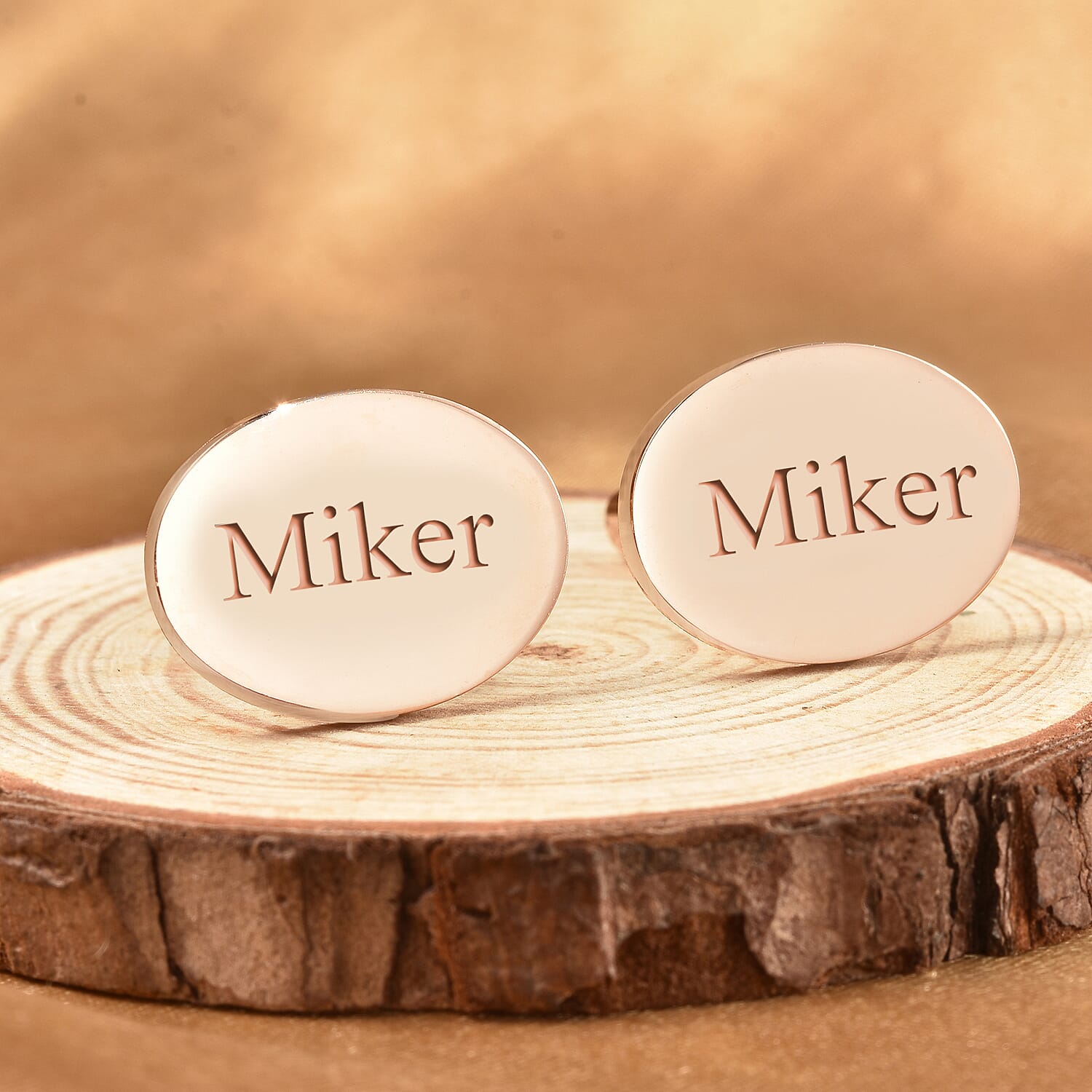Personalised Engravable Oval Cufflinks in Stainless Steel