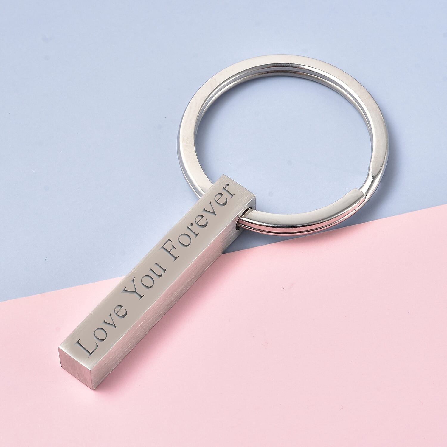 Personalised Engravable Bar Key Chain in Silver Tone