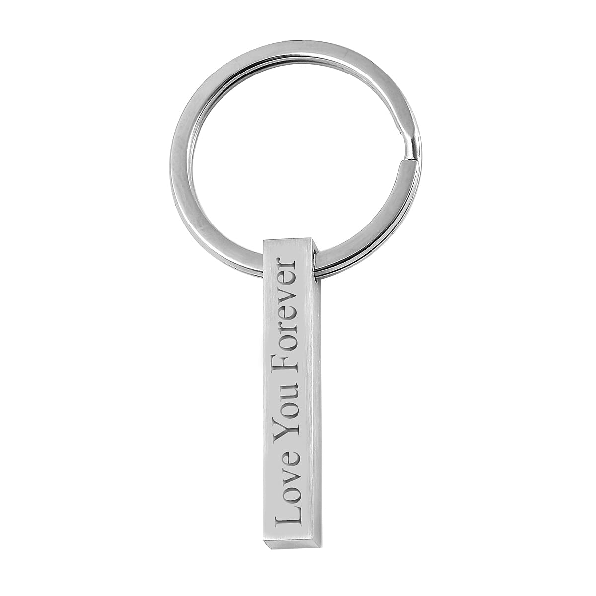 Personalised Engravable Bar Key Chain in Silver Tone