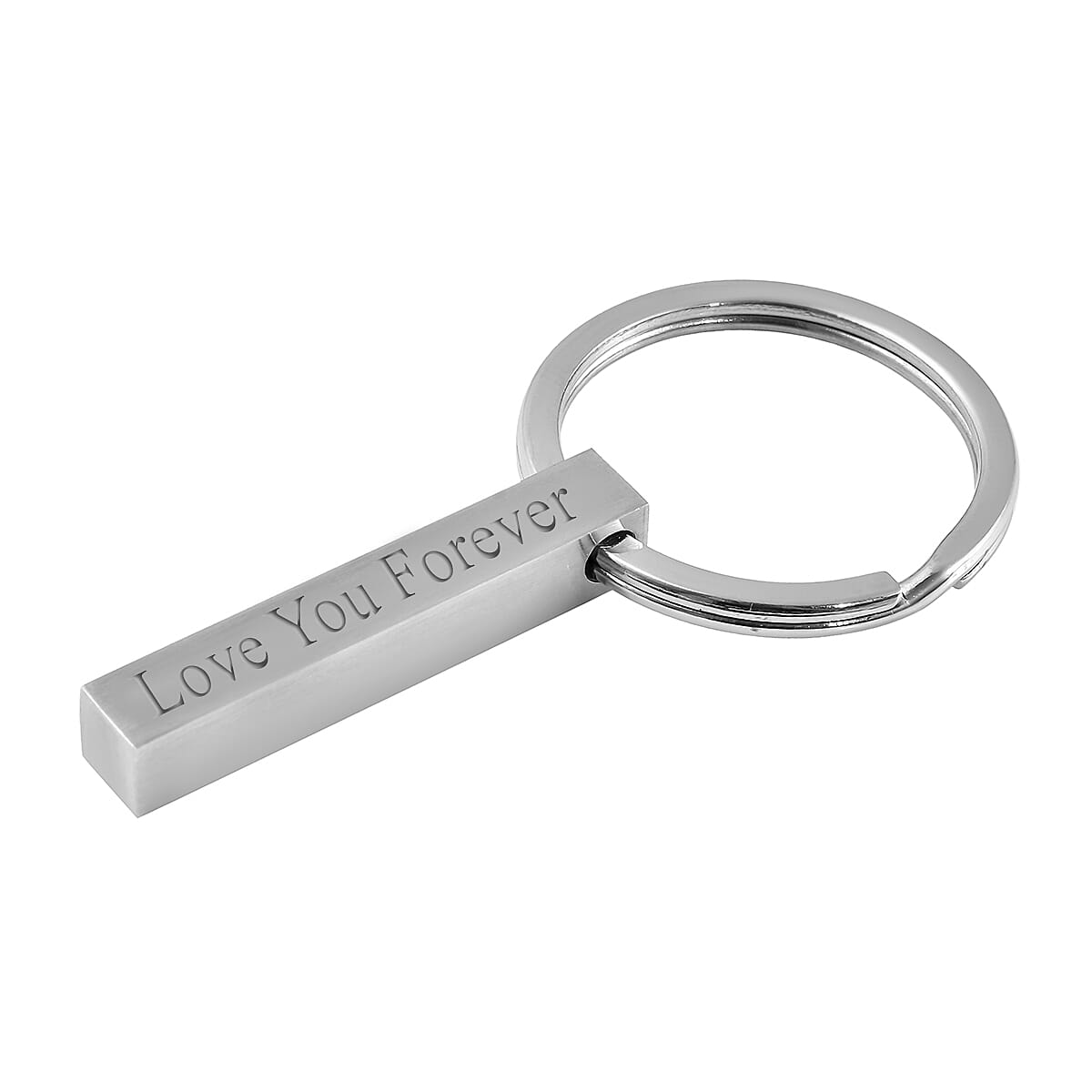 Personalised Engravable Bar Key Chain in Silver Tone