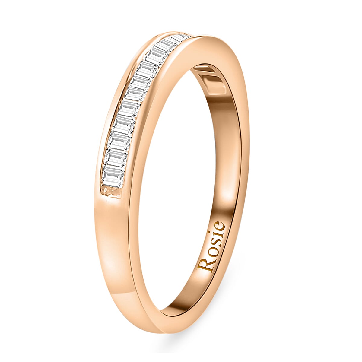 Personalised Engravable 0.50 Ct Diamond Half Eternity Band Ring in 9K Yellow Gold SGL Certified I2 I3 G-H