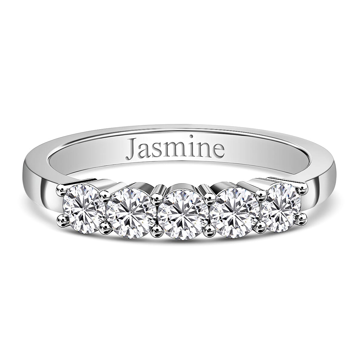 Personalised Engravable RHAPSODY 950 Platinum Five Stone Band Ring with IGI Certified VS EF Diamond 0.5 Ct.