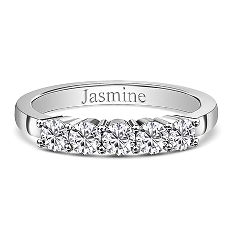 Personalised Engravable RHAPSODY 950 Platinum Five Stone Band Ring with IGI Certified VS EF Diamond 0.5 Ct.