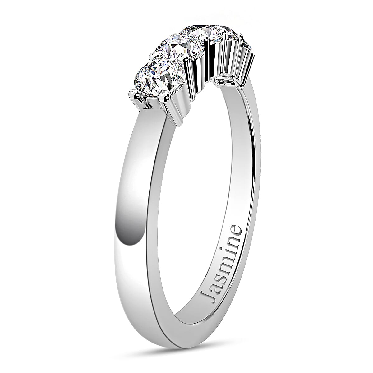 Personalised Engravable RHAPSODY 950 Platinum Five Stone Band Ring with IGI Certified VS EF Diamond 0.5 Ct.