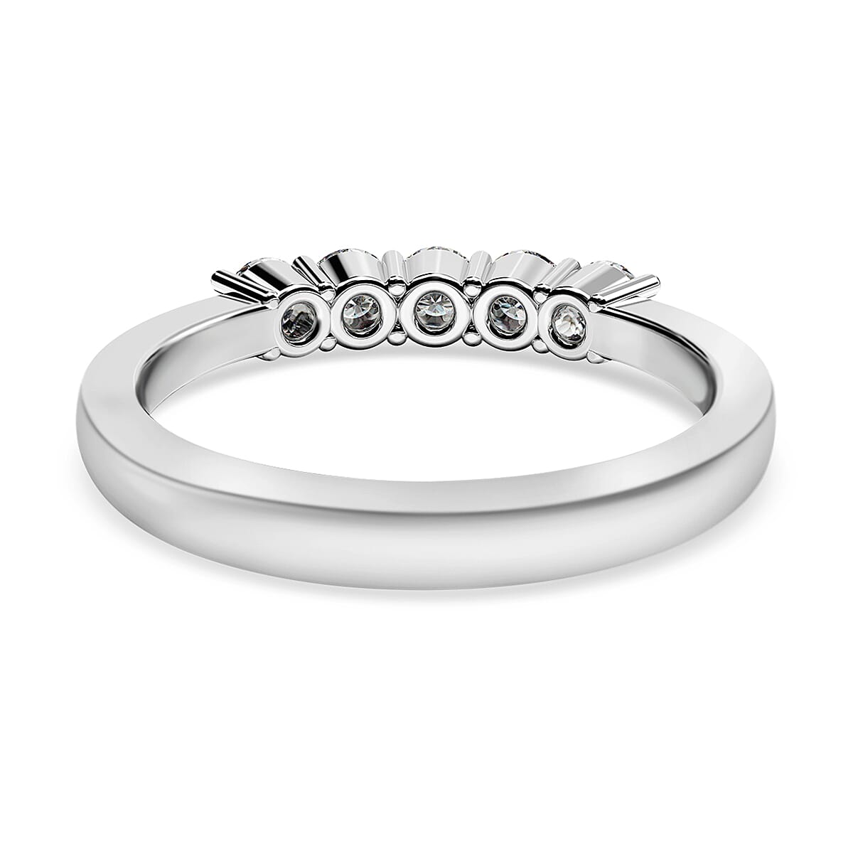 Personalised Engravable RHAPSODY 950 Platinum Five Stone Band Ring with IGI Certified VS EF Diamond 0.5 Ct.