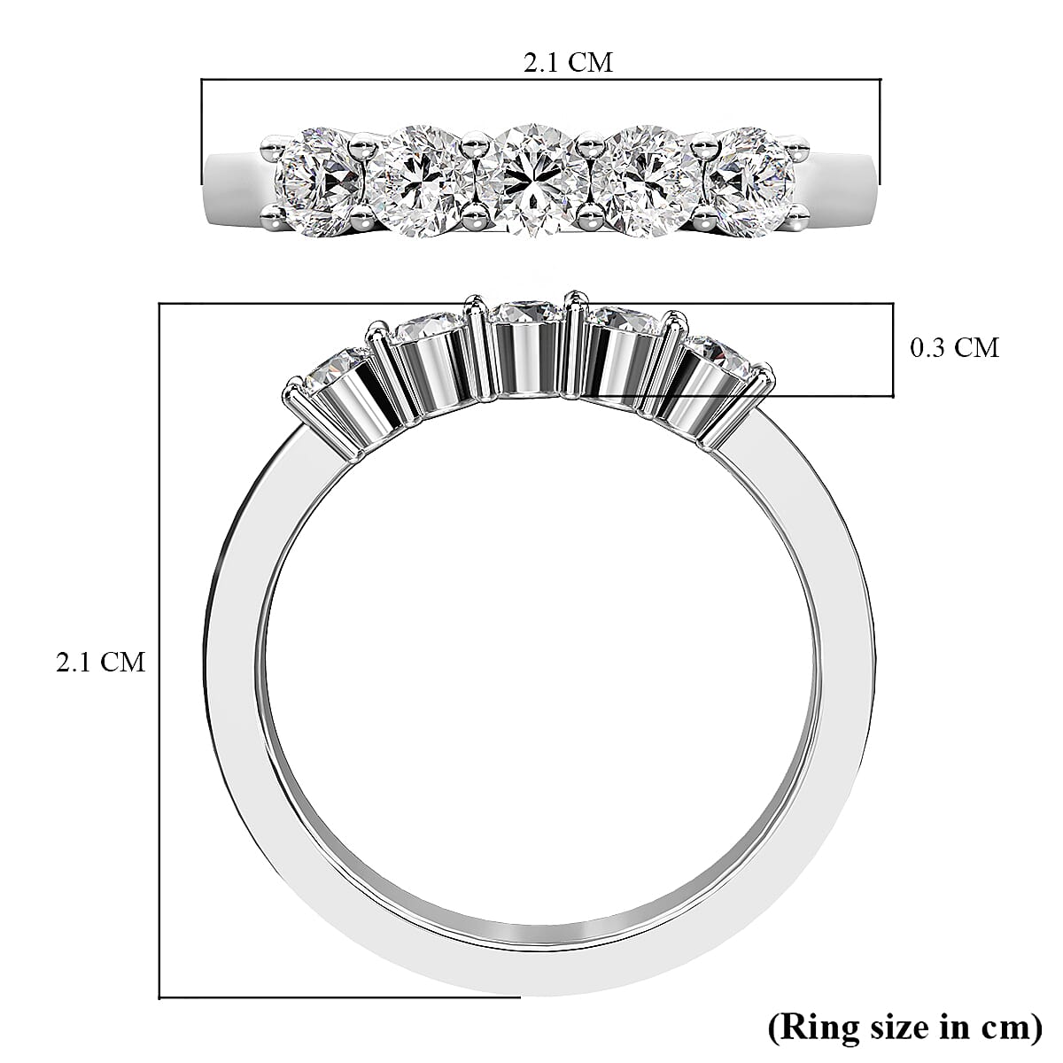 Personalised Engravable RHAPSODY 950 Platinum Five Stone Band Ring with IGI Certified VS EF Diamond 0.5 Ct.