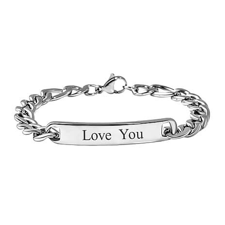 Personalised Engravable Bar Bracelet With Lobster Clasp in Stainless Steel
