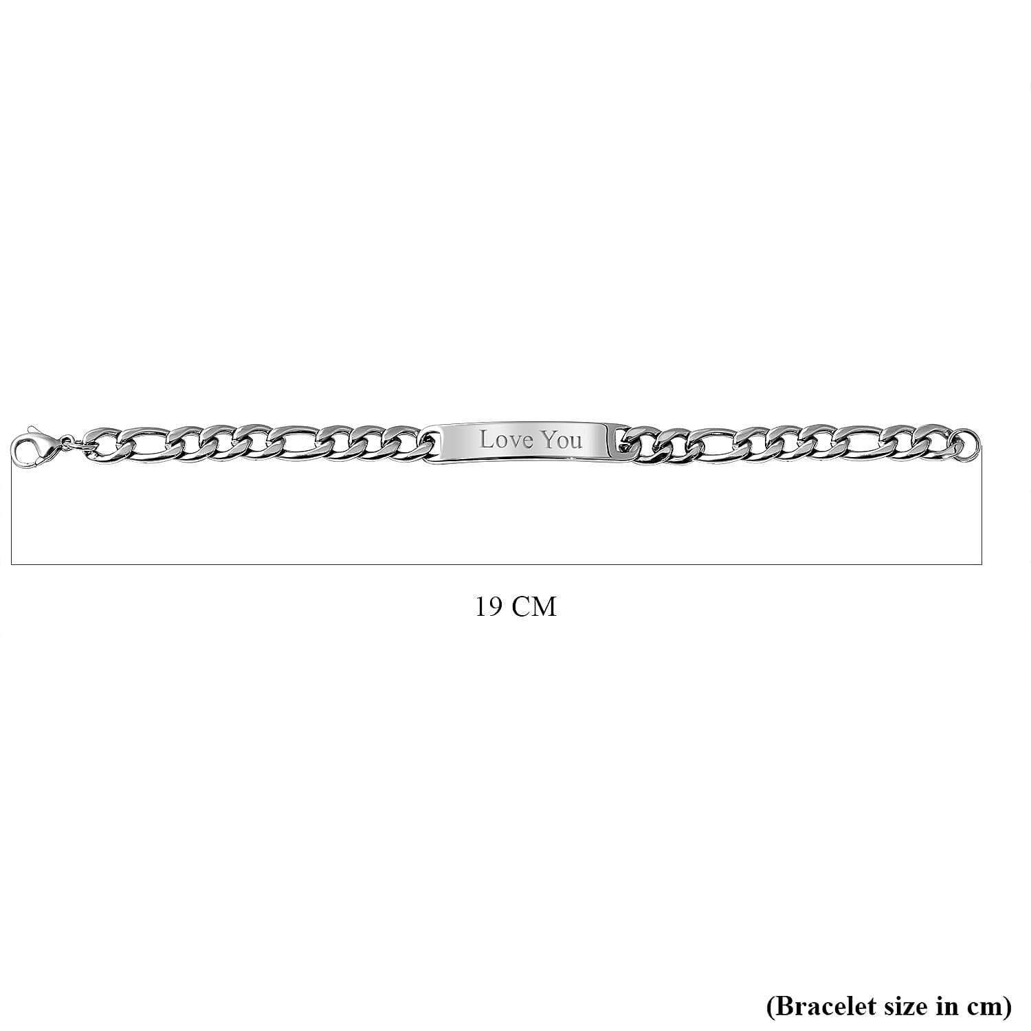 Personalised Engravable Bar Bracelet With Lobster Clasp in Stainless Steel Personalised Engravable Bar Bracelet With Lobster Clasp in Stainless Steel