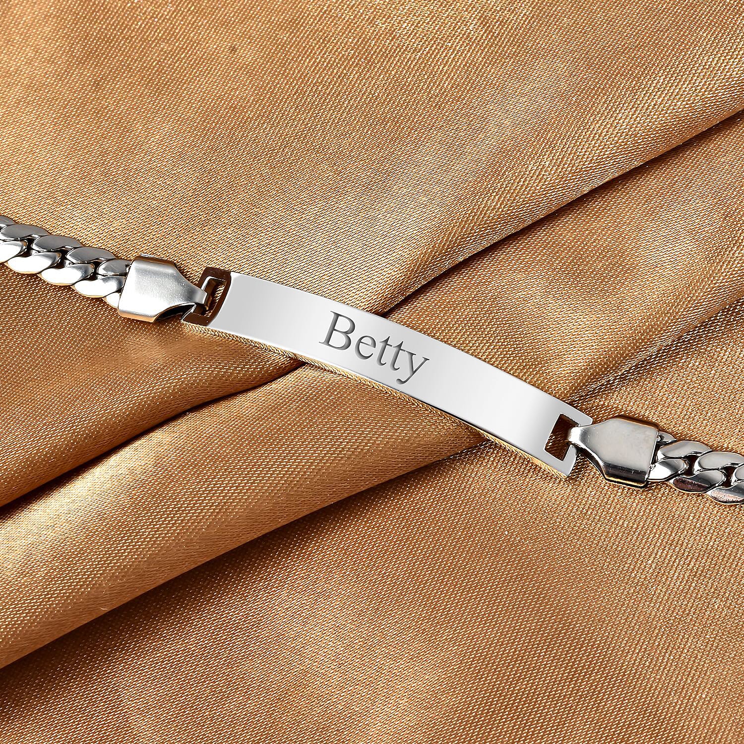 Personalised Engravable Bar Bracelet With Lobster Clasp in Stainless Steel