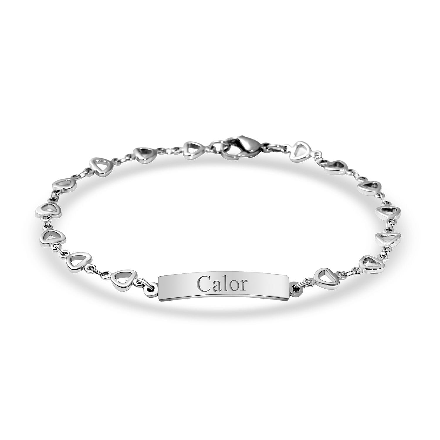 Personalised Engravable Bar Bracelet With Lobster Clasp in Stainless Steel, Size - 8 Inch