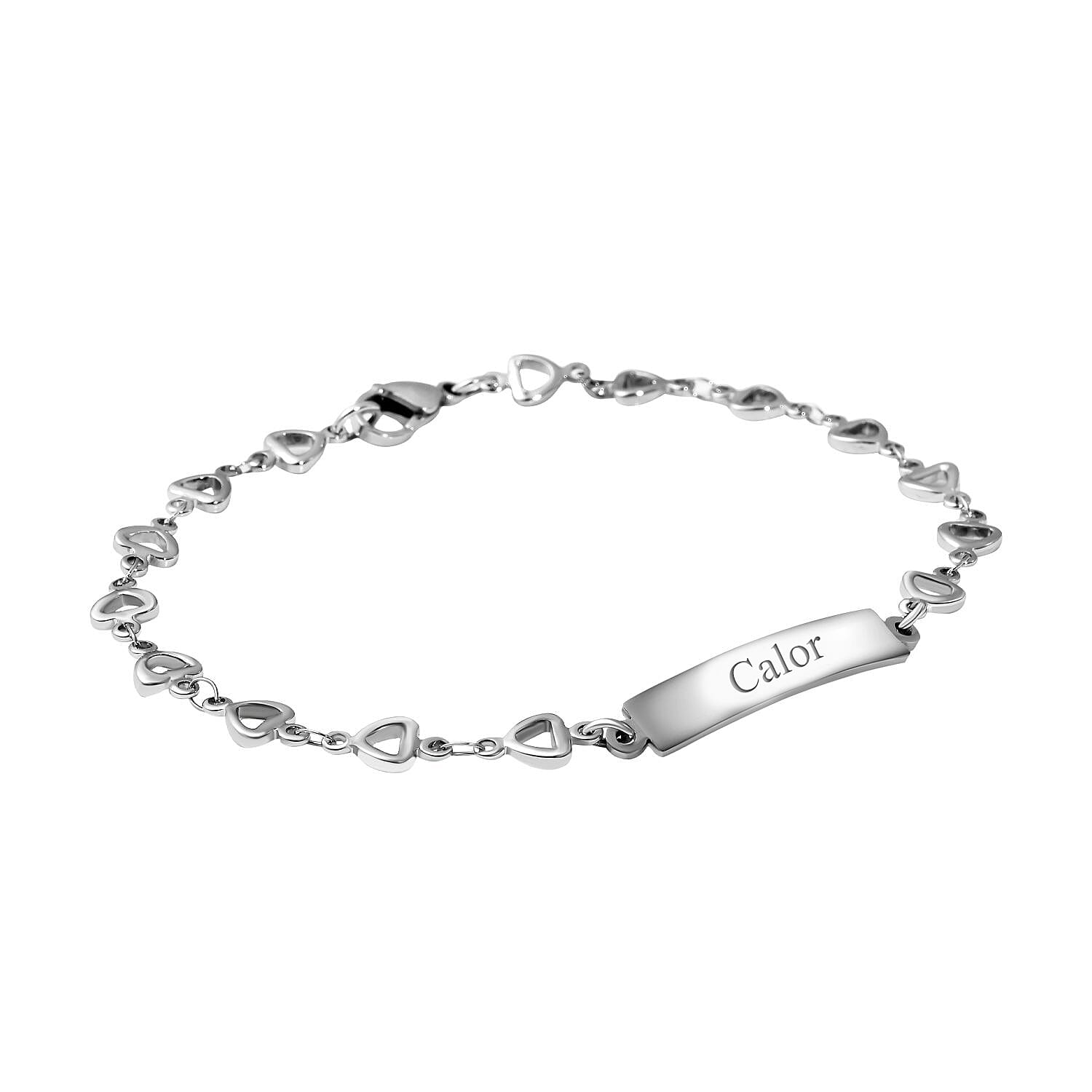 Personalised Engravable Bar Bracelet With Lobster Clasp in Stainless Steel, Size - 8 Inch