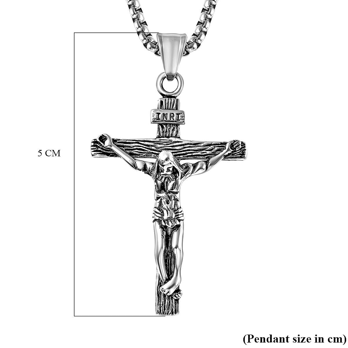 Personalised Engravable Crucifix Pendant With Chain (Size - 21.50) With Oxidised in Sterling Silver