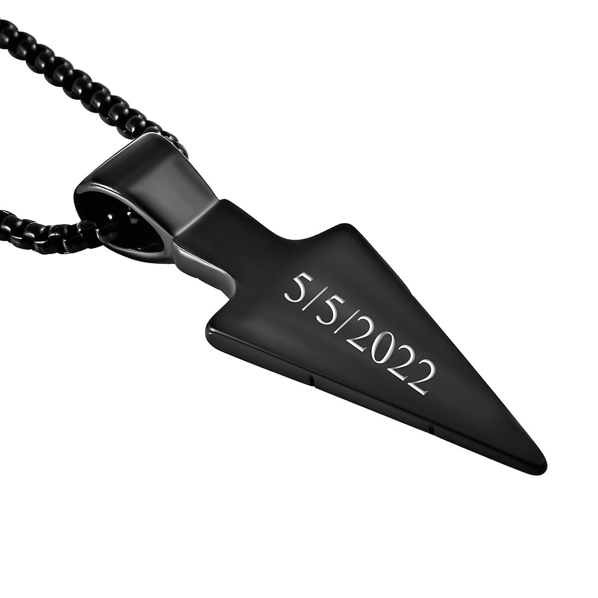 Personalised Engravable Arrow Necklace (Size - 21.50) in Sterling Silver With Black Tone