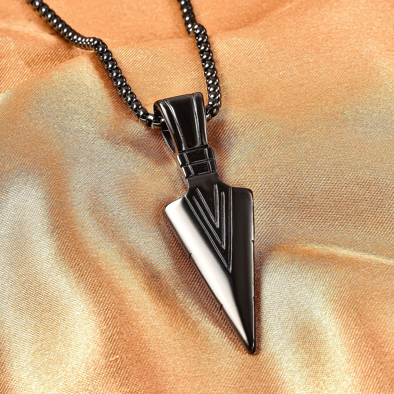 Personalised Engravable Arrow Necklace (Size - 21.50) in Sterling Silver With Black Tone