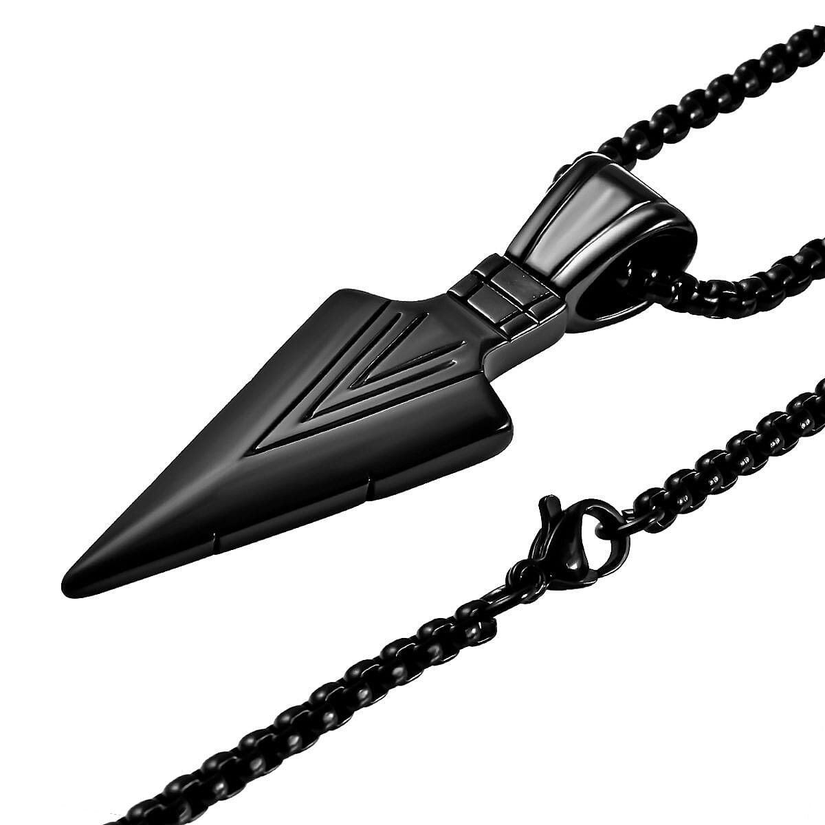 Personalised Engravable Arrow Necklace (Size - 21.50) in Sterling Silver With Black Tone
