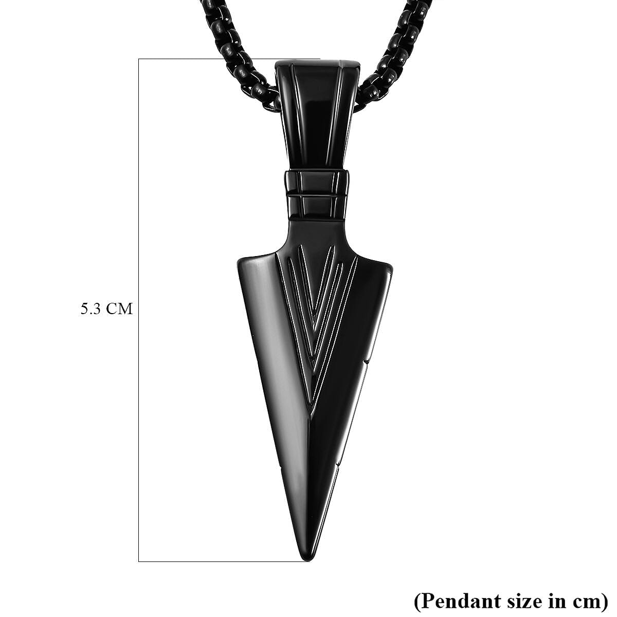 Personalised Engravable Arrow Necklace (Size - 21.50) in Sterling Silver With Black Tone