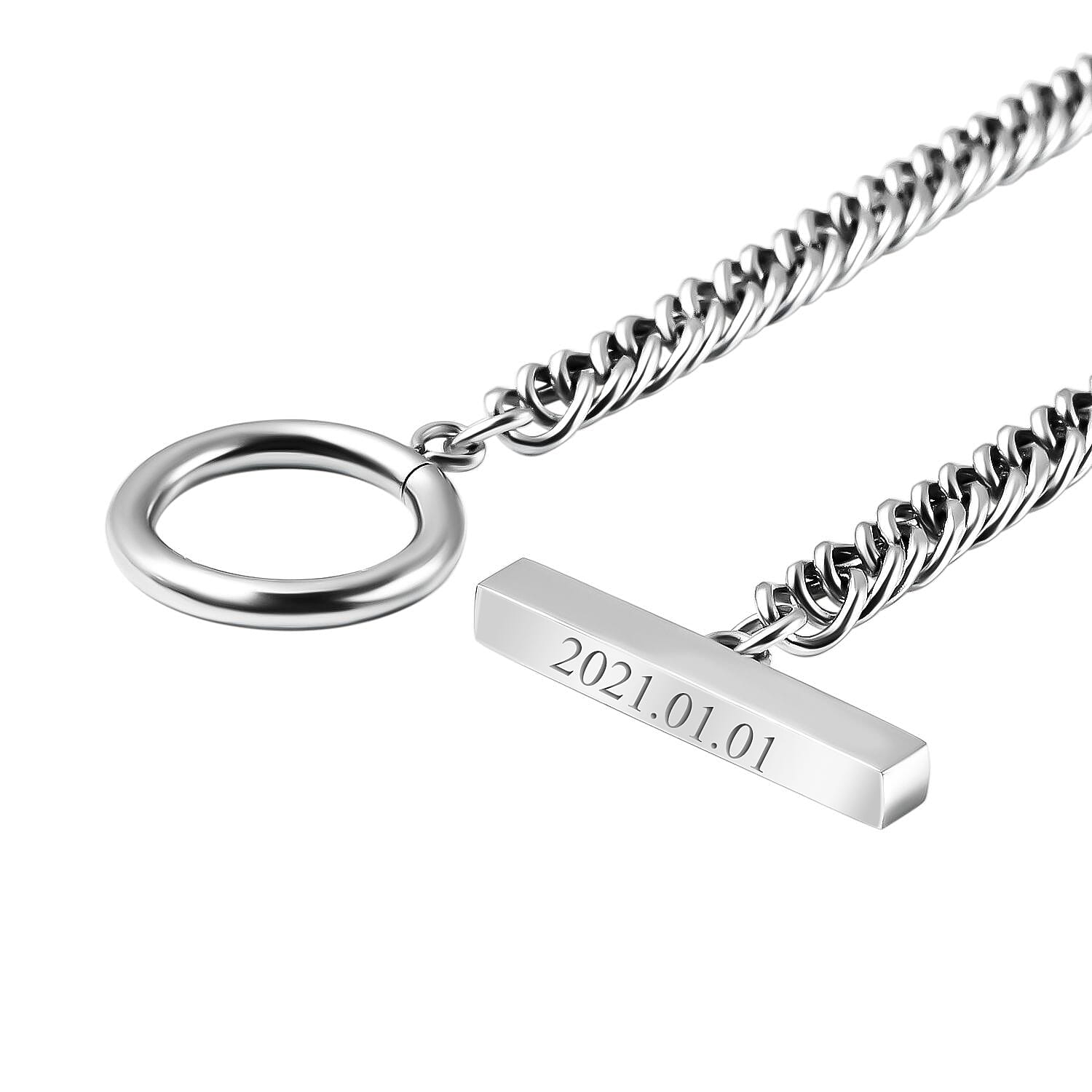 Personalised Engravable Bracelet With T-Bar Lock in Stainless Steel