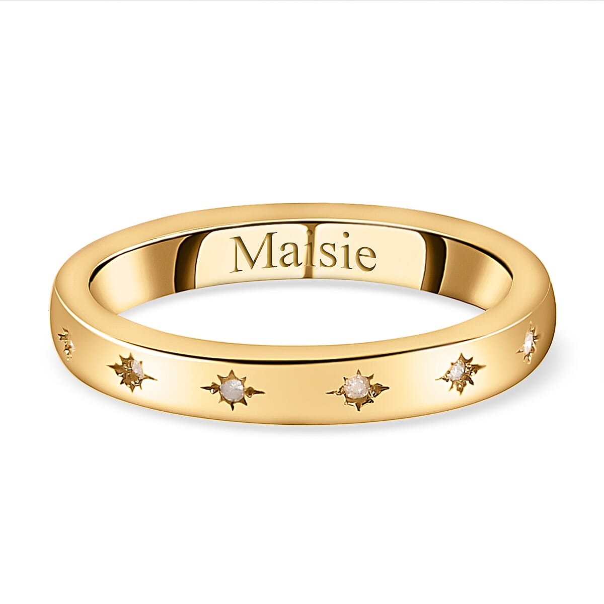 Personalised Engravable Diamond Band Ring in Sterling Silver