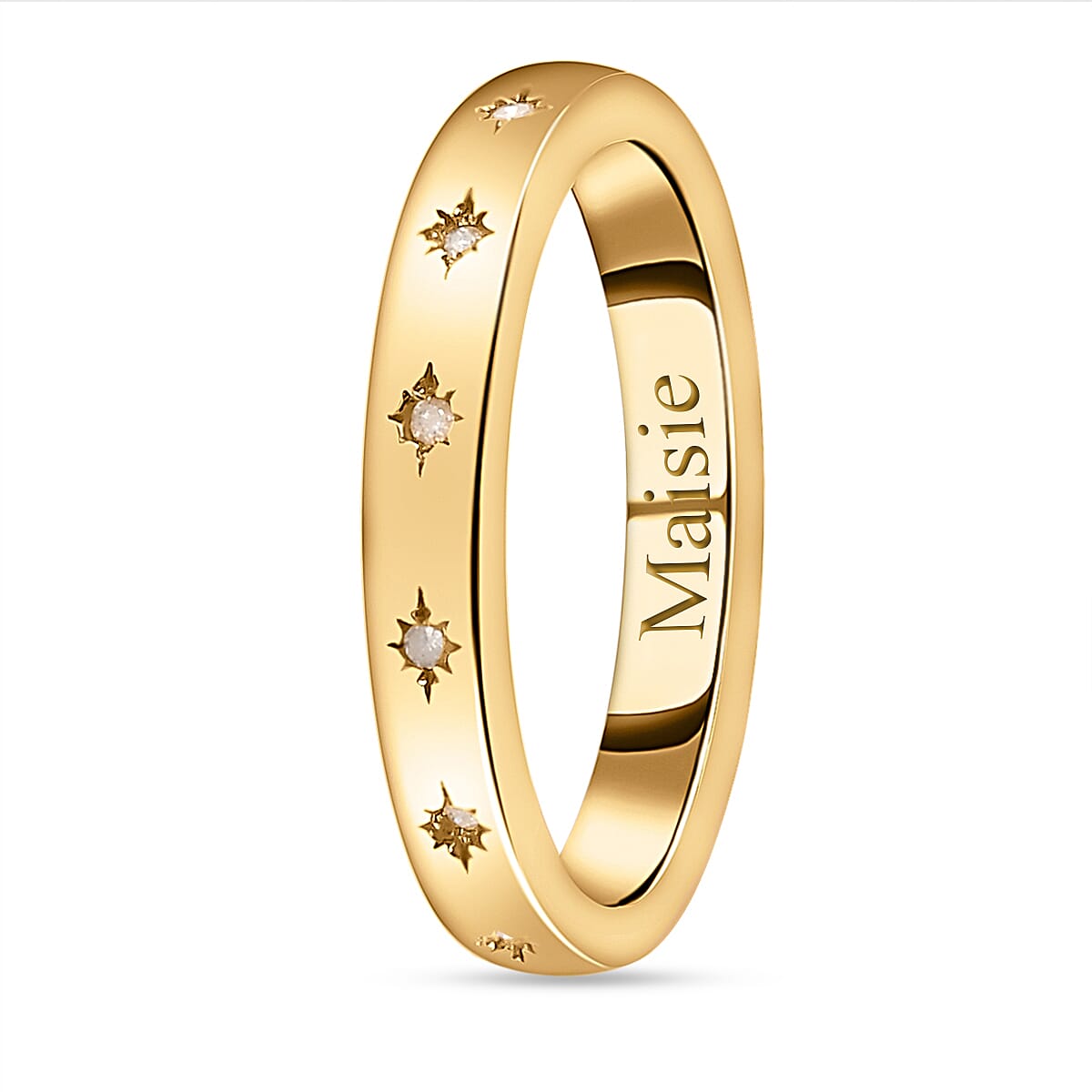 Personalised Engravable Diamond Band Ring in Sterling Silver