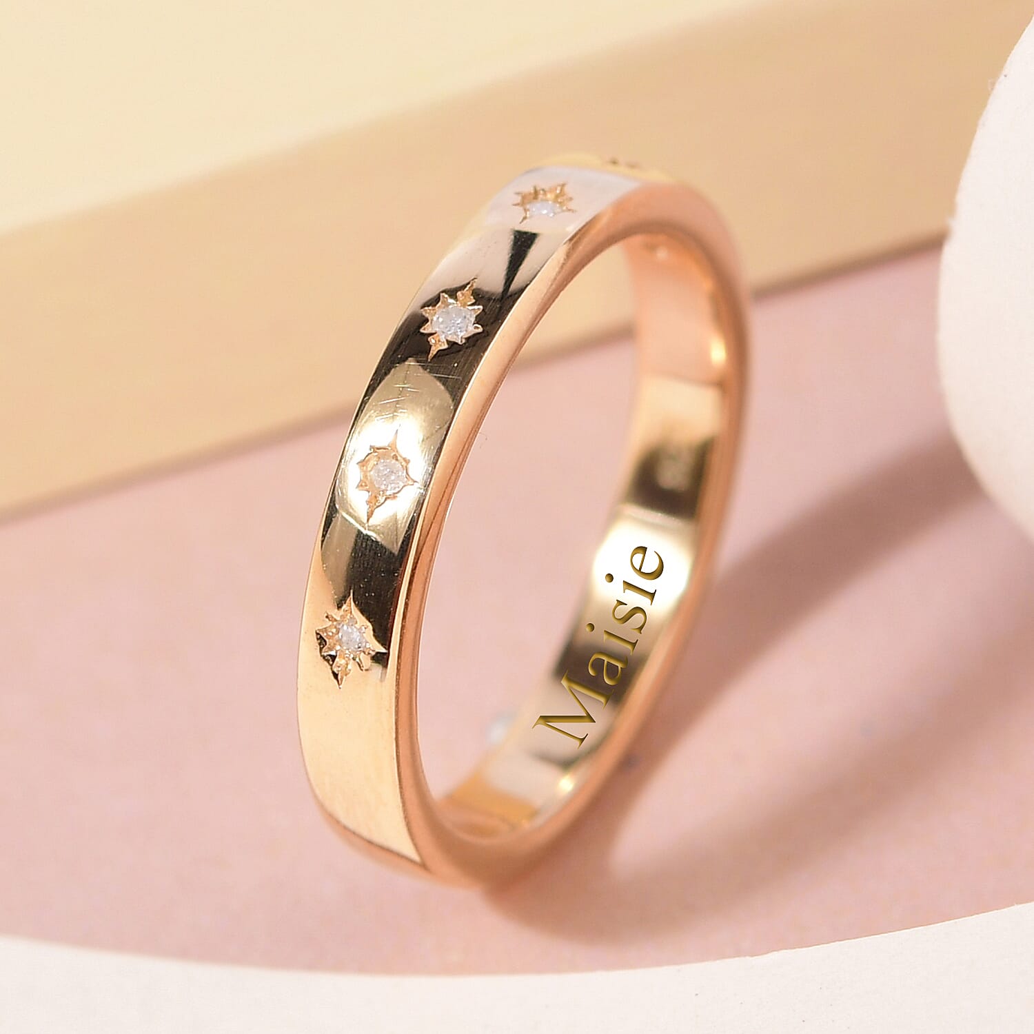 Personalised Engravable Diamond Band Ring in Sterling Silver