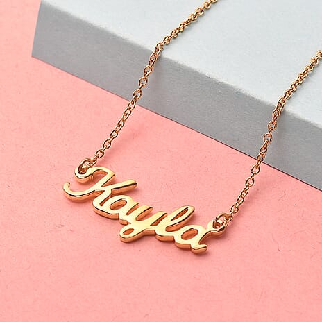 9K Gold Personalised Engravable Name Necklace, Size 18 Inch, Font - Script MT Bold