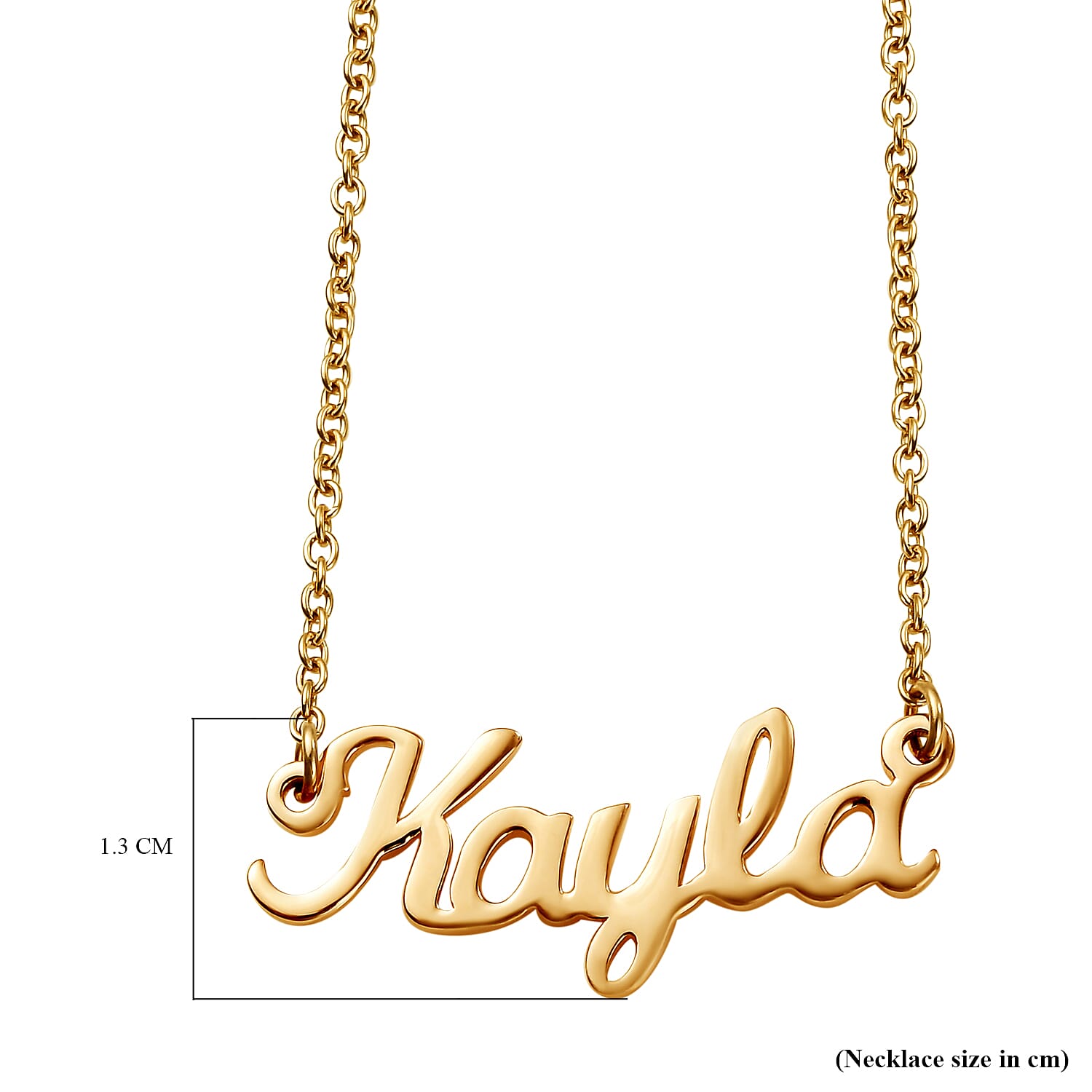 9K Gold Personalised Engravable Name Necklace, Size 18 Inch, Font - Script MT Bold