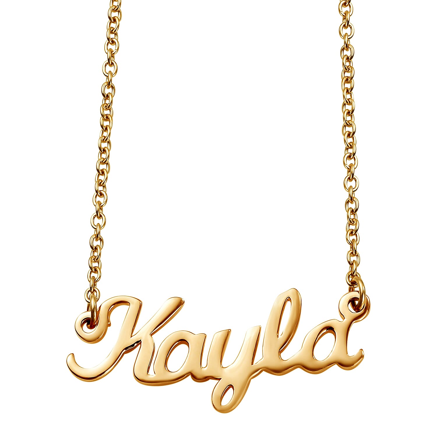 9K Gold Personalised Engravable Name Necklace, Size 18 Inch, Font - Script MT Bold