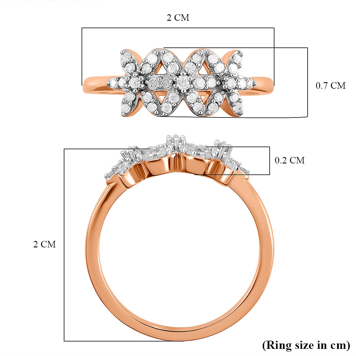 Personalised Engravable Diamond Floral Ring in Sterling Silver