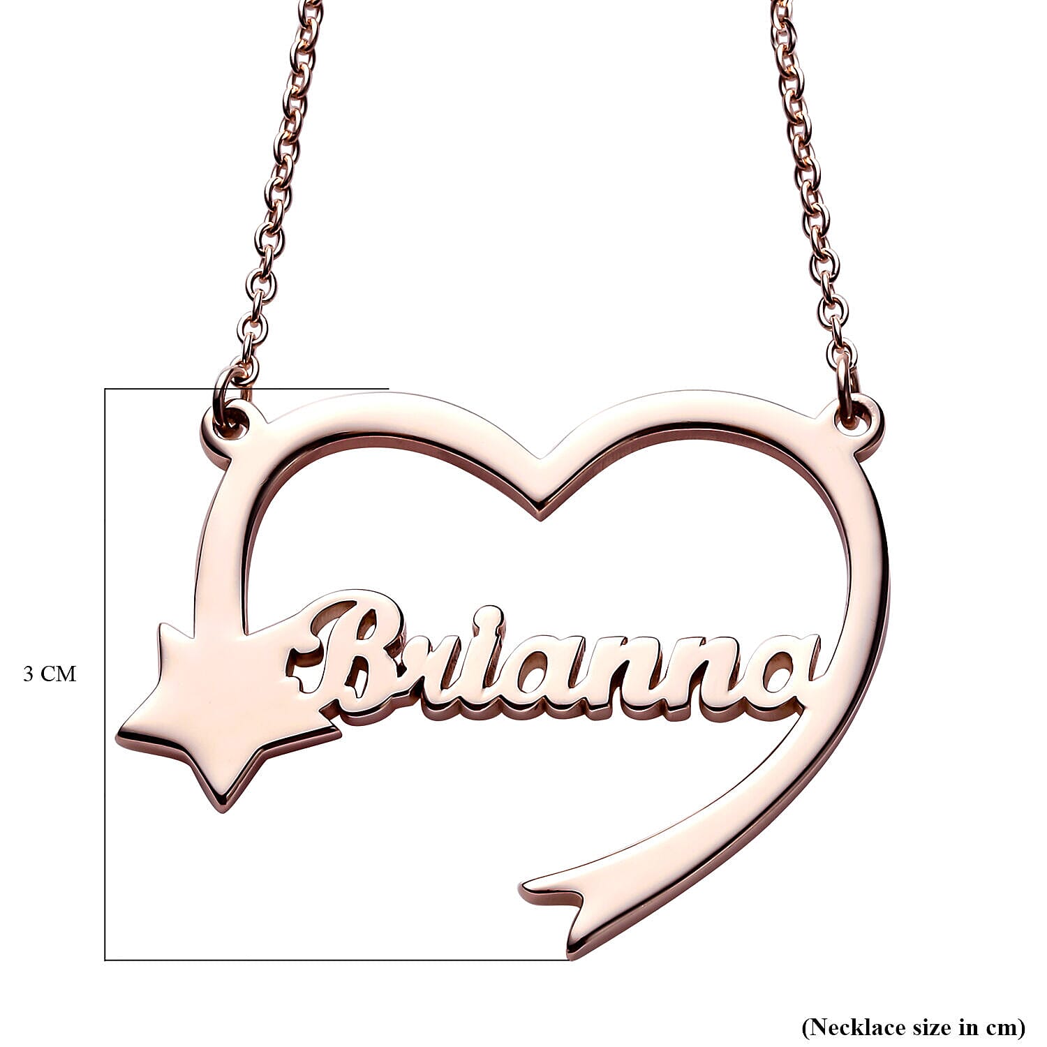 Personalised Heart Name Neckace with Star in Silver, Size 18-2 Inch, Font - Freehand521 BT