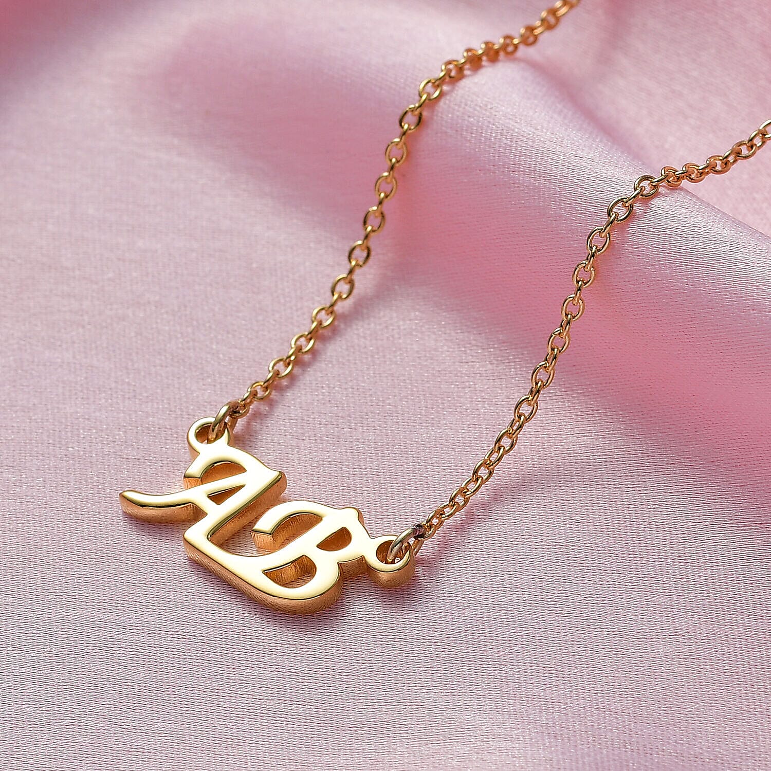 Personalised Two Initial Couple Necklace in Silver, Size 18-2 Inch, Font - Italic