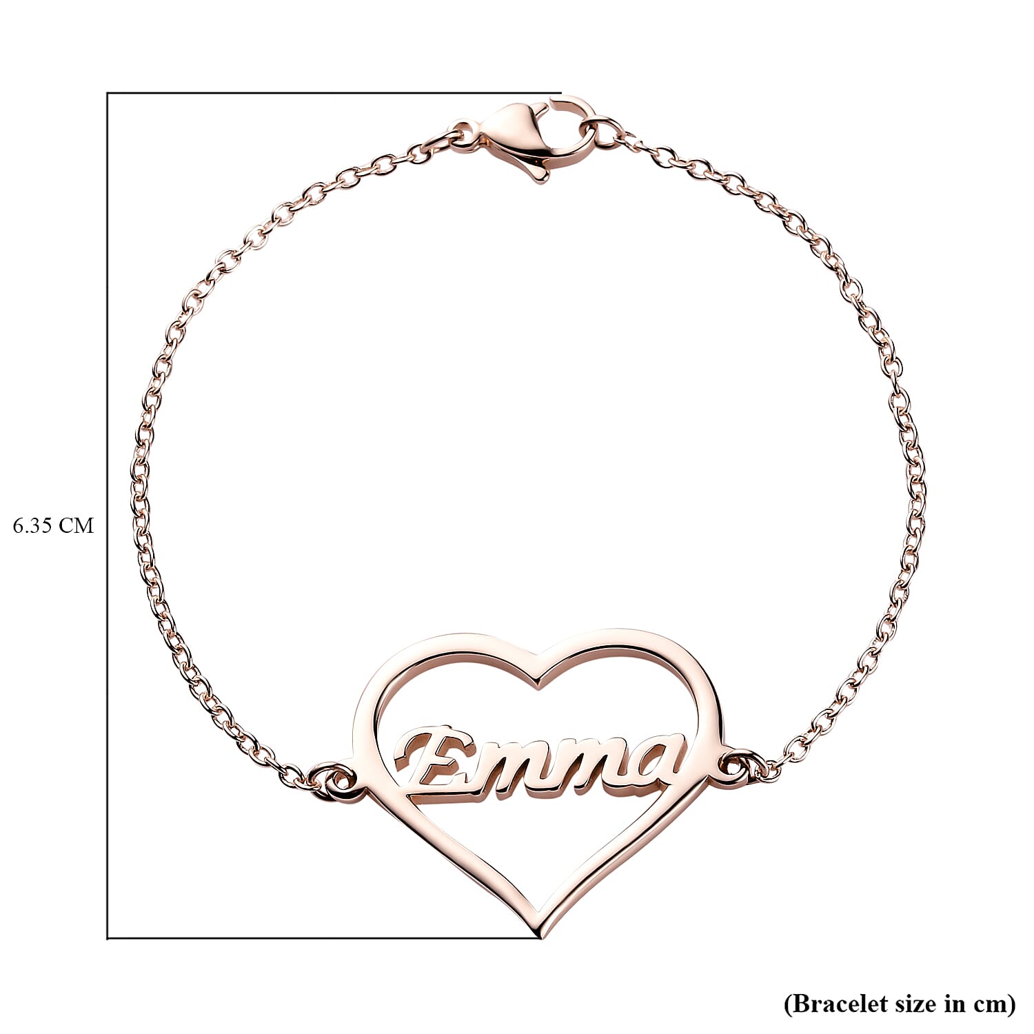 Personalised Heart Name Bracelet in Silver, Size 7.25 Inch, Font - Freehand521 BT