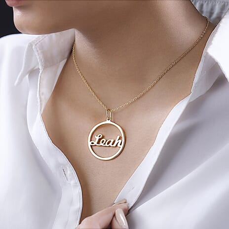 Personalised Circle Name Necklace in Silver, Size 18-2 Inch, Font - Freehand521 BT