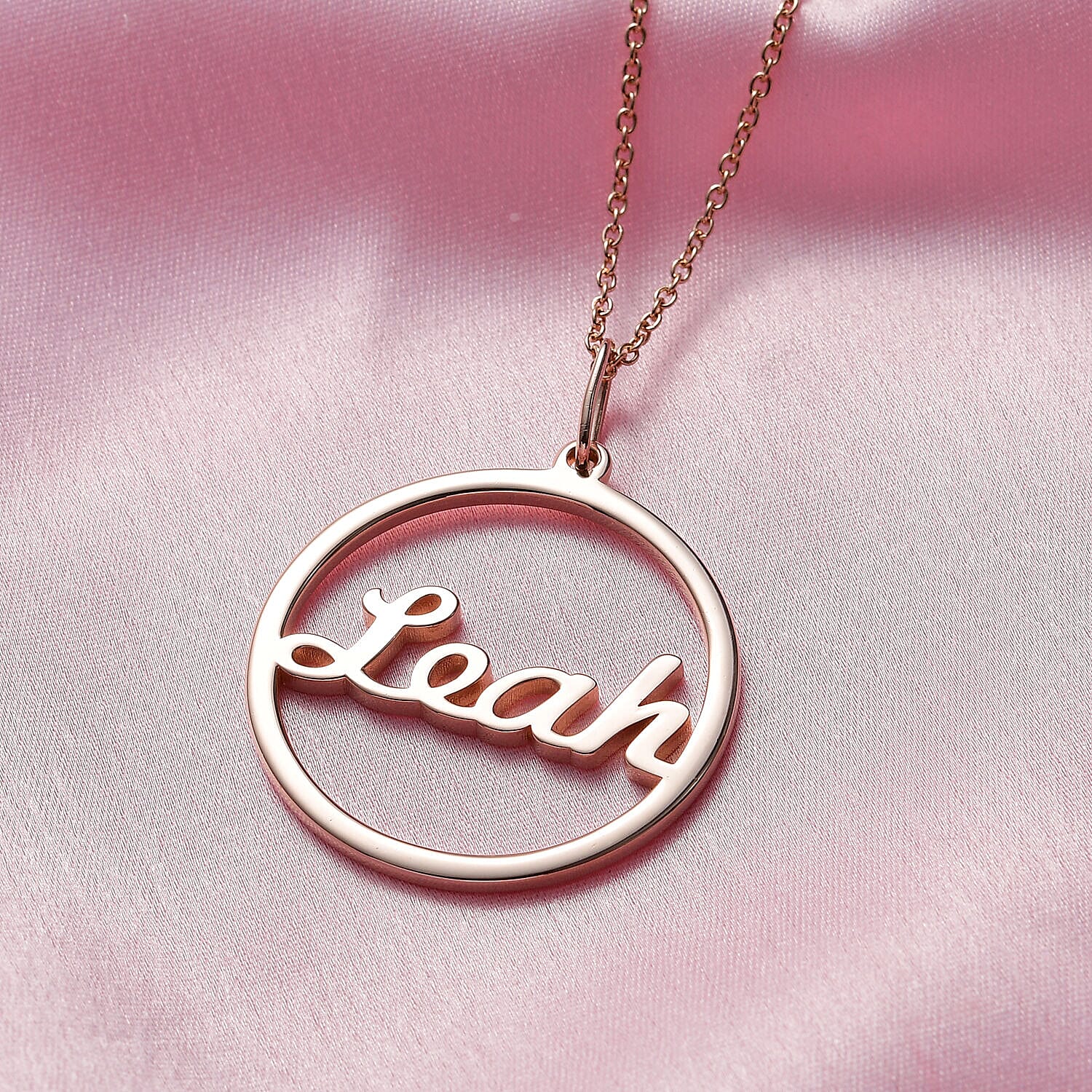 Personalised Circle Name Necklace in Silver, Size 18-2 Inch, Font - Freehand521 BT