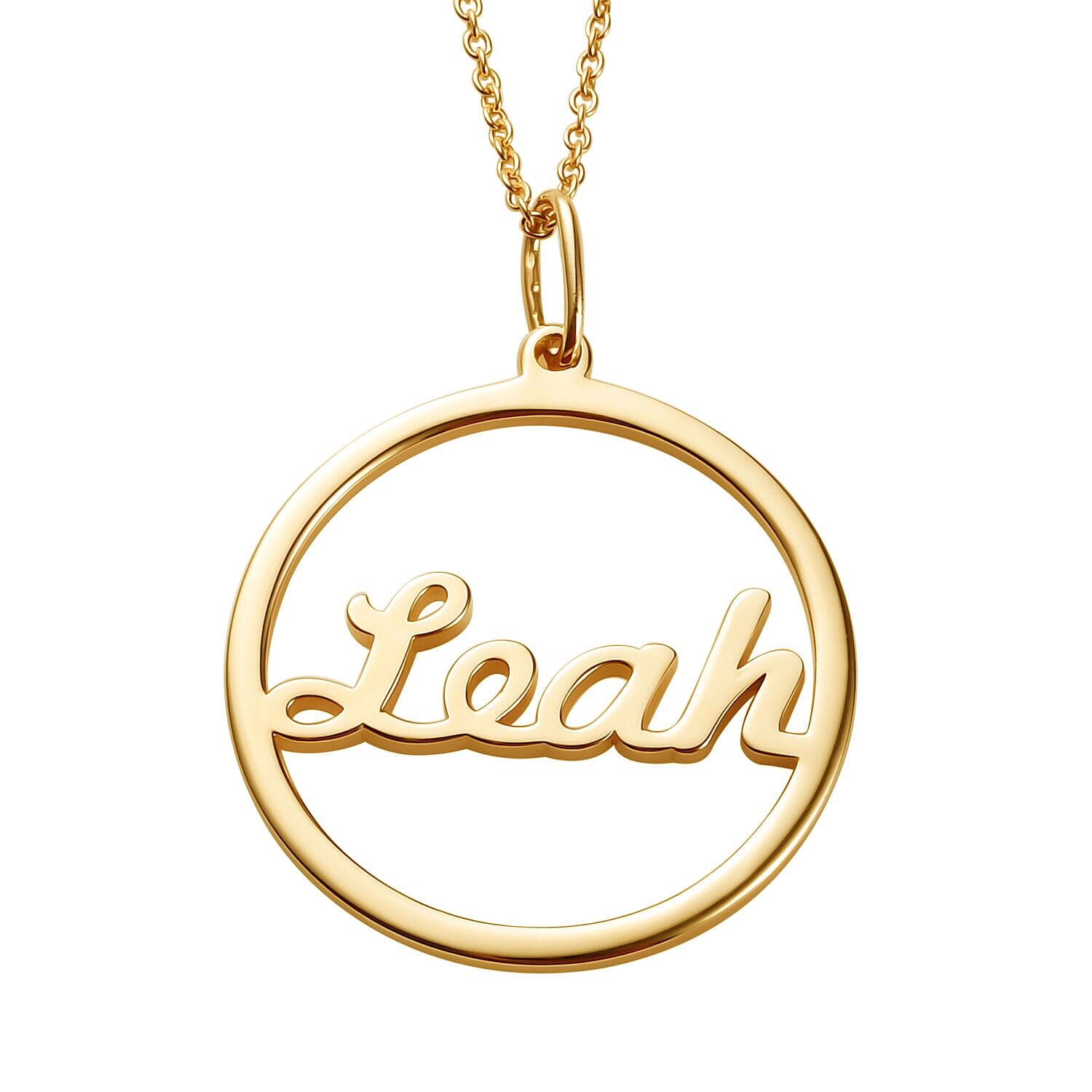 Personalised Circle Name Necklace in Silver, Size 18-2 Inch, Font - Freehand521 BT