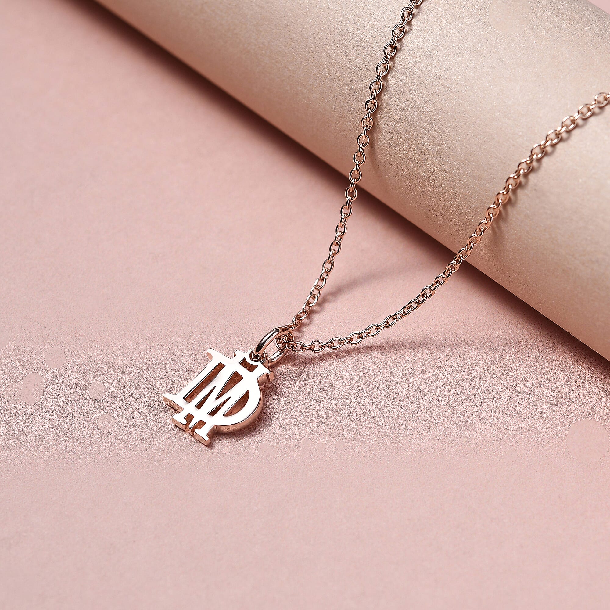 Personalised Overlap Two Initial Necklace in Silver, Size 18-2 Inch